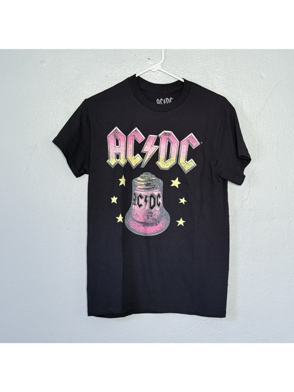 AC/DC Hells Bells T Shirt Size Small Black Unisex Rock Band Tee New with Damage